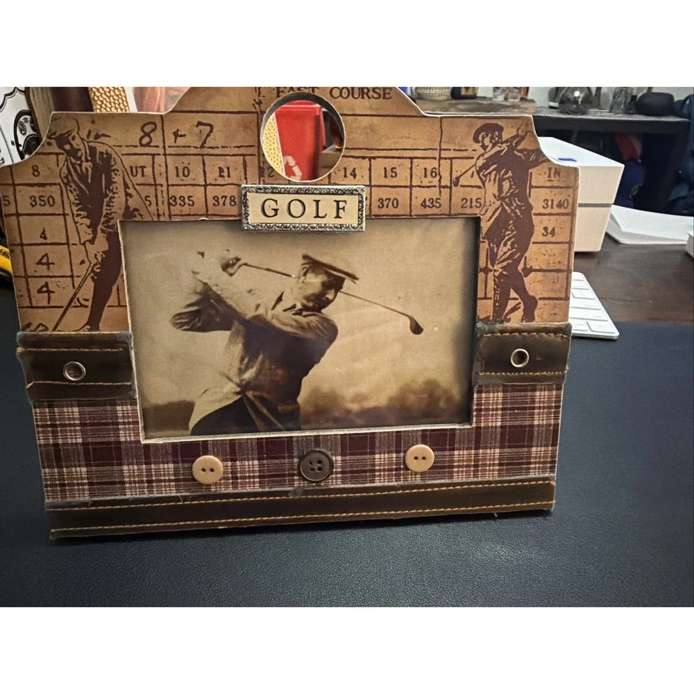 Retro VINTAGE Look GOLF THEME 4X6 EASEL  DESKTOP FRAME KEYPOINT